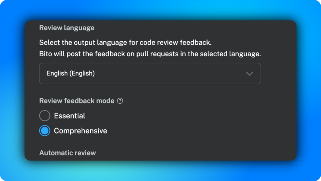 Essential and Comprehensive mode in Bito's AI Code Review Agent
