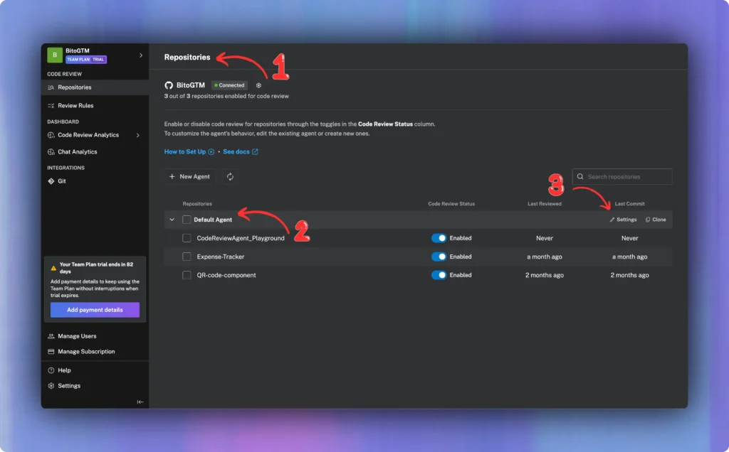 Bito's AI Code Review Agent Configuration